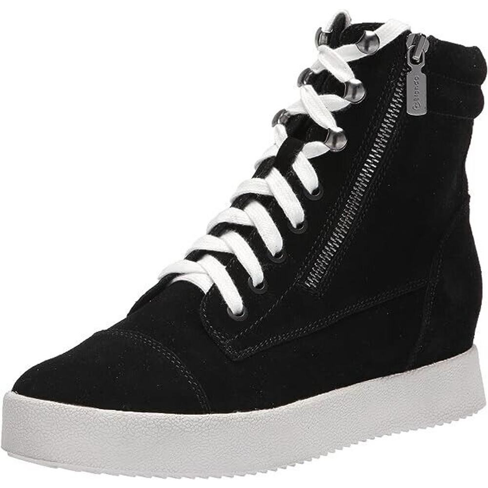 Blondo Womens Holly Black Casual and Fashion Sneakers 8.5 Medium Double Zippers